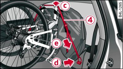 Porta posteriore destra: fissaggio della bicicletta