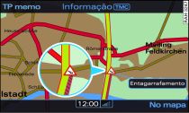 Indicação da informação de trânsito TMC no mapa