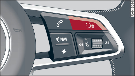 Abb. 213 Taste für Sprachdialogsystem am Multifunktionslenkrad