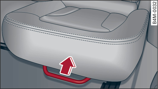 Fig. 65 Second row of seats: Moving the seat backwards or forwards