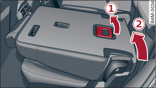 Fig. 67 Second row of seats: Folding the seat back up