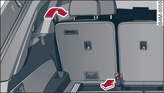 Fig. 66 Second row of seats: Folding the seat down