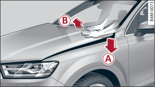 Fig. 278 Pressing back/checking the bonnet