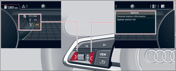 Fig. 8 Selection menu and options menu