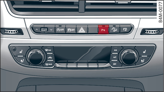 Fig. 166Consola central: Tecla para la ayuda de aparcamiento