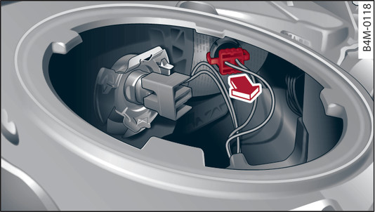 Fig. 350Faro principal: Conector de plástico del intermitente