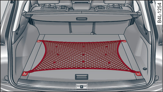 Fig. 92 Coffre à bagages : filet à bagages* tendu