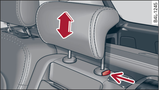 Fig. 63 Second row of seats: Adjusting head restraint