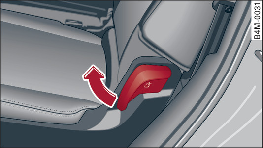 Fig. 55 Second row of seats: Adjusting the angle of the backrest