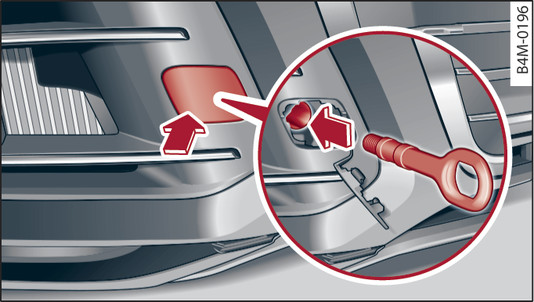 Fig. 347 Front bumper (cover cap): Fitting the towline anchorage