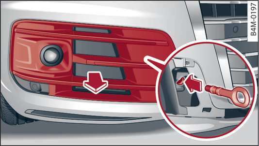 Fig. 348 Front bumper (trim cover): Fitting the towline anchorage