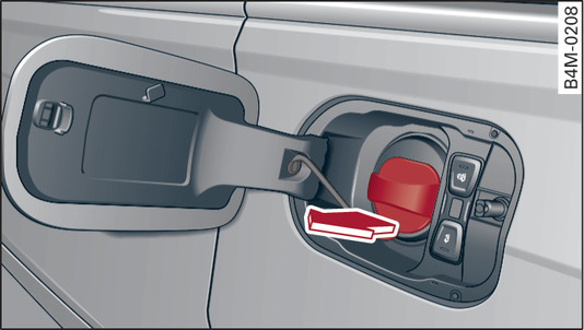 Fig. 123 Vehicle as seen from the rear left: Charging connection cap