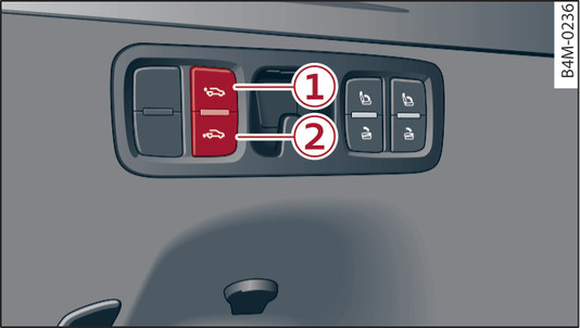 Fig. 171 Detail of the luggage compartment: Button for lowering rear of vehicle