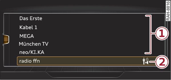 Fig. 273 Applies to: vehicles with DVB-T tuner TV channel list