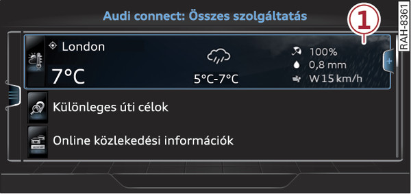 235. ábraAz Audi connect (Infotainment-rendszer) nyitóoldala