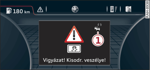 253. ábraPélda: egy helyi veszélyre utaló információ kijelzése a vezetőt tájékoztató rendszerben