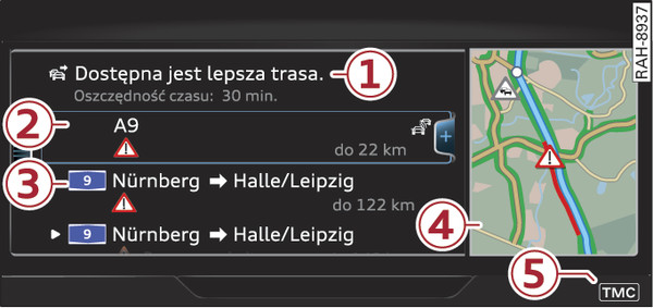Rys. 252Przykład: widok informacji o ruchu drogowym