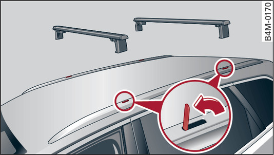 Fig. 84Tejadilho: Pontos de fixação para o porta-bagagens de tejadilho