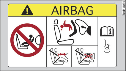 Abb. 148 Sonnenblende Beifahrerseite: Airbag-Aufkleber