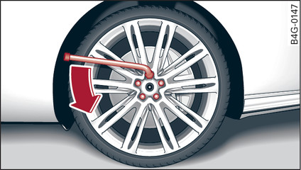 Fig. 178 Changing a wheel: Loosening the wheel bolts