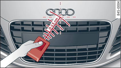 Fig. 33 Distance between radiator grille and hand-held transmitter