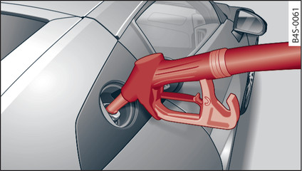 Fig. 158 Vehicle as seen from the rear right: Inserting the filler nozzle