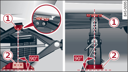 Fig. 180 Door sill: Applying the jack under the door sill