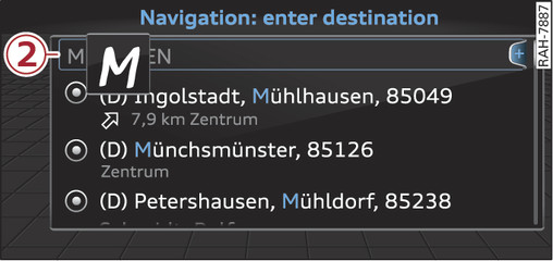 Fig. 88 Entering a navigation destination