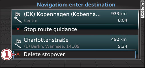 Fig. 111 Current route guidance with stopover