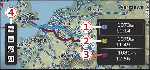 Fig. 113 Display of alternative routes