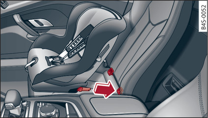 Fig. 138 Siège du passager avant : fixation du siège-enfant avec ISOFIX