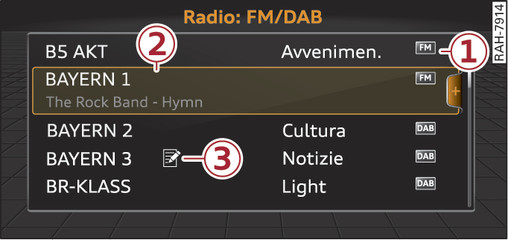 Fig. 119Lista delle stazioni radio FM/DAB