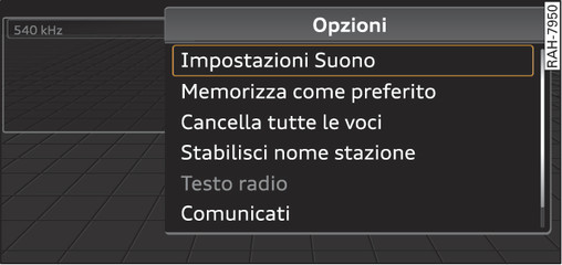 Fig. 86Menù Opzioni aperto