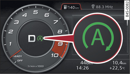 Afbeelding 58Instrumentenpaneel: Motor afgezet (stopfase)