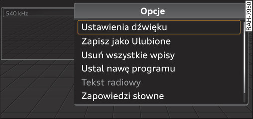 Rys. 86Menu opcji otwarte