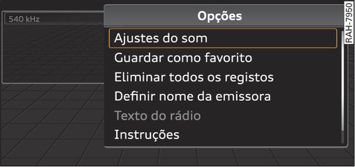 Fig. 86Menu de opções aberto