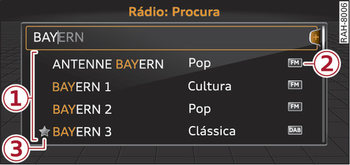 Fig. 120Campo de introdução e lista de resultados da pesquisa livre