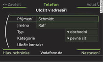 Uložení telefonního čísla do adresáře