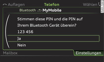 Anzeige der PIN zur Eingabe ins Mobiltelefon