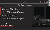 Display im Armaturenbrett für MMI*: Service-Intervall-Anzeige (Beispiel)