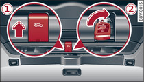 Detail of inside of boot lid: Access to manual release