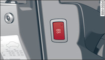 End face of (open) driver's door: Button for interior monitor/tow-away protection