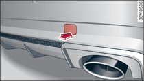 Right side of the rear bumper: Cover cap