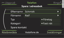 Spara telefonnummer i adressboken