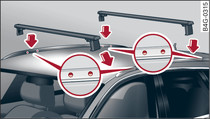 Attachment points for roof carrier