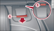 Backrest: Release lever and safety knob