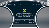 Instrument cluster: Warning lamp with message