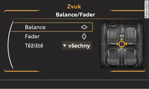 Nastavení balance/fader