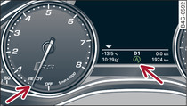 Kombiinstrument: Motor abgestellt (Stop-Phase)