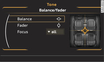 Adjusting balance/fader